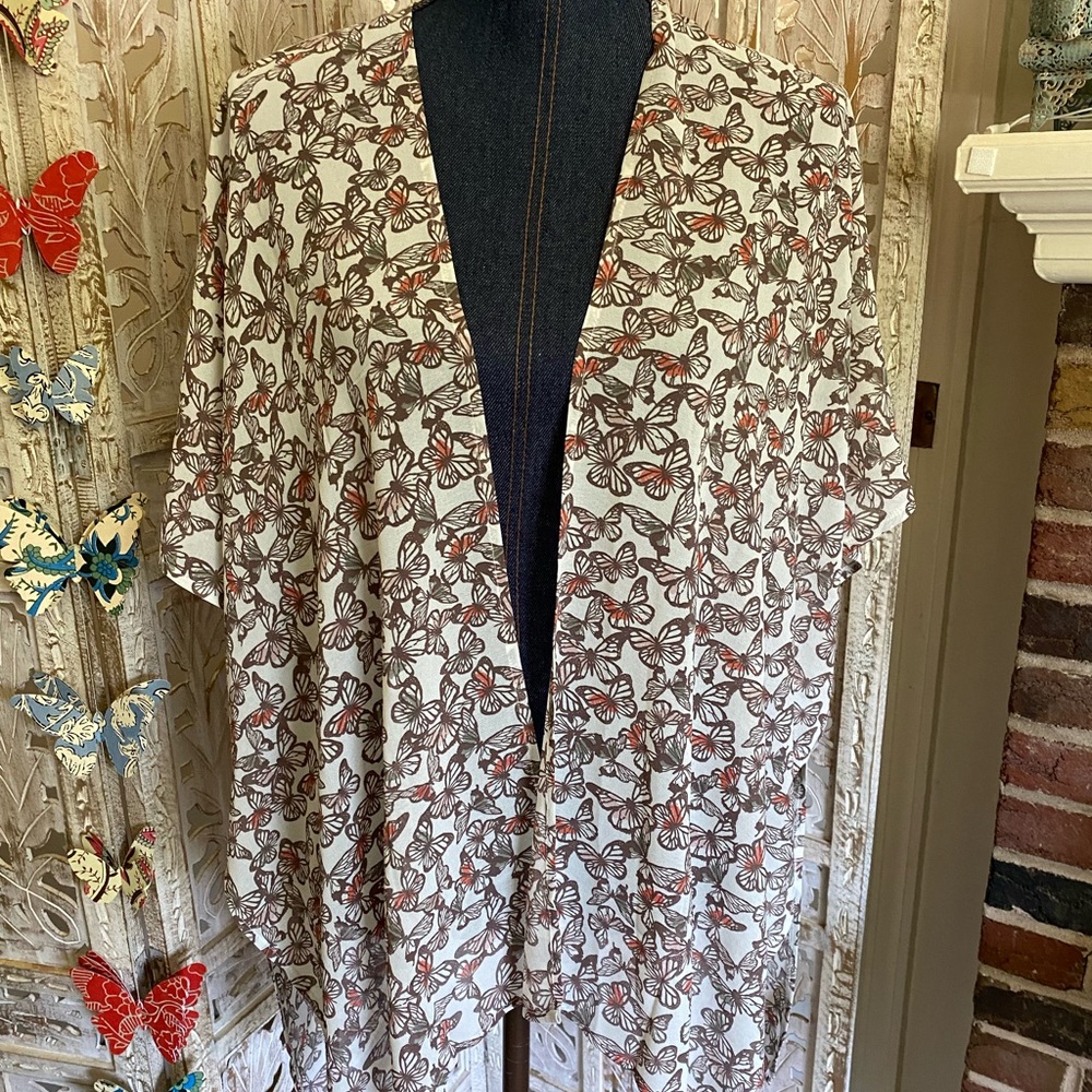 Apricot Chiffon Butterfly Kimono OS NWT